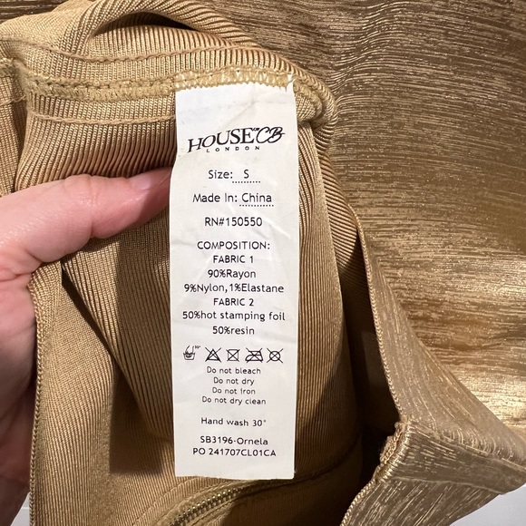 House of CB Dresses House Of Cb Gold Metallic Ornela Bodycon Dress